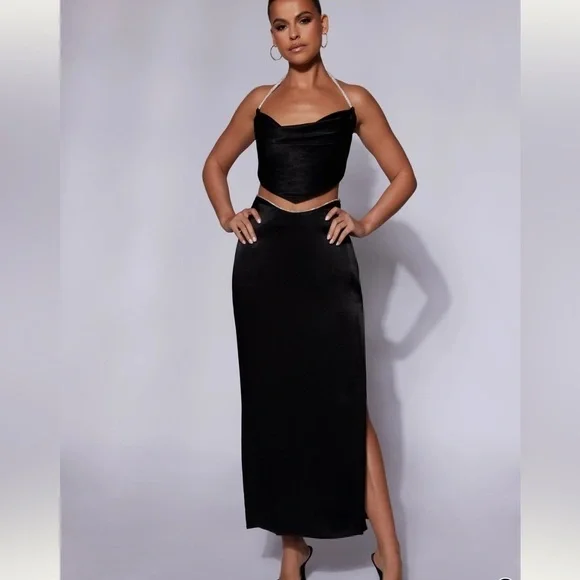 NWT Diamante Rope Maxi Skirt - Black SIZE SMALL - Picture 5 of 5